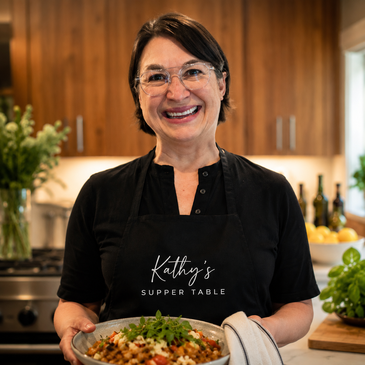 Kathy in her kitchen